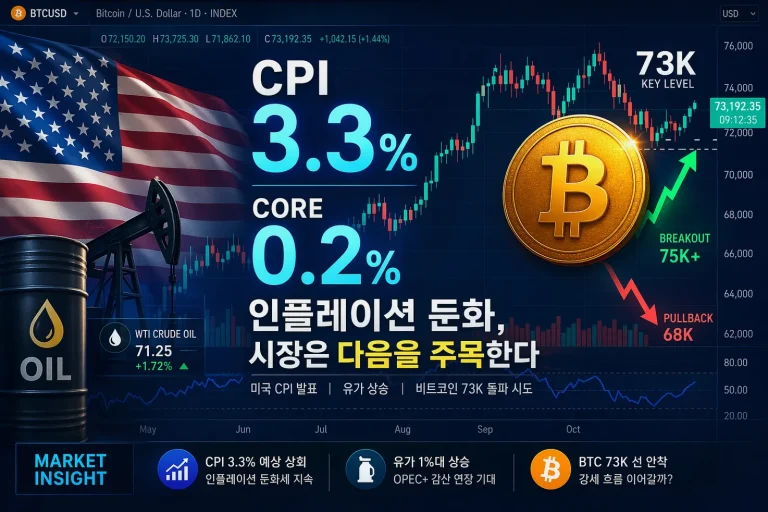 미국 CPI 발표 이후 코인시장 전망, 3.3% 물가와 코어 0.2%가 만든 변곡점